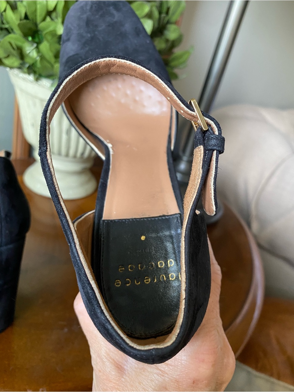 Laurence Dacade Paris Black Suede Mary Jane Block Heel Pumps 39 1/2. - Picture 9 of 13